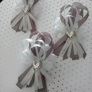 25 Gray Bridal Shower “Our Wedding” Corsages/Capias